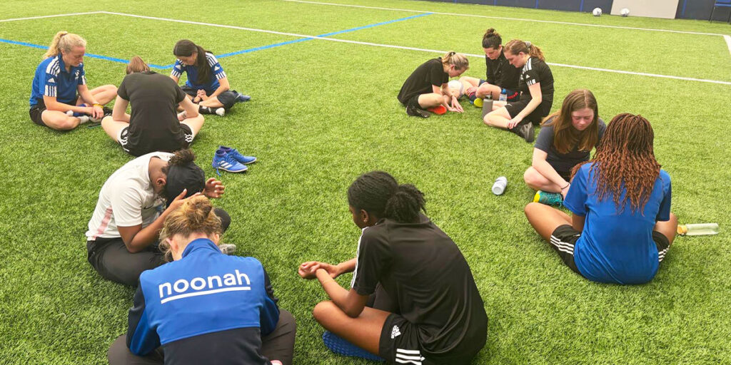 ladies praying at the 2025 womens football festival in gb