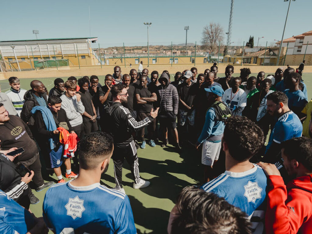 group gathered during Ambassadors Football Spain tour